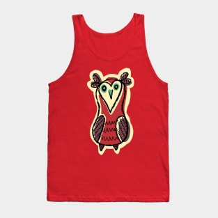 Tall and Red Simple Owl Illustration Tank Top